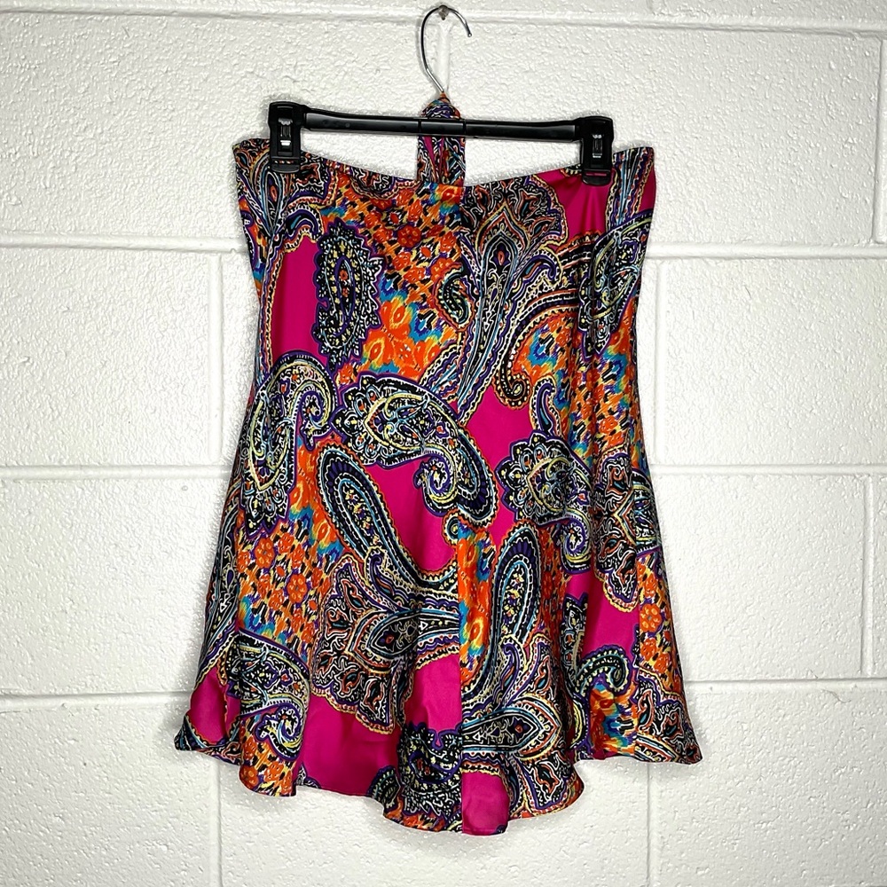 < Lauren Ralph Lauren Pink Satin Paisley Print Top > - Picture 3 of 3